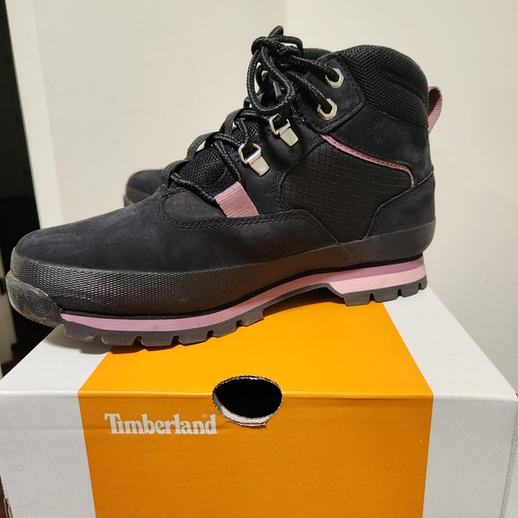 TIMBERLAND EURO HIKER WATERPROOF MID HIKER BLACK NUBUCK WOMENS 7 M WITH BOX - Picture 11 of 16